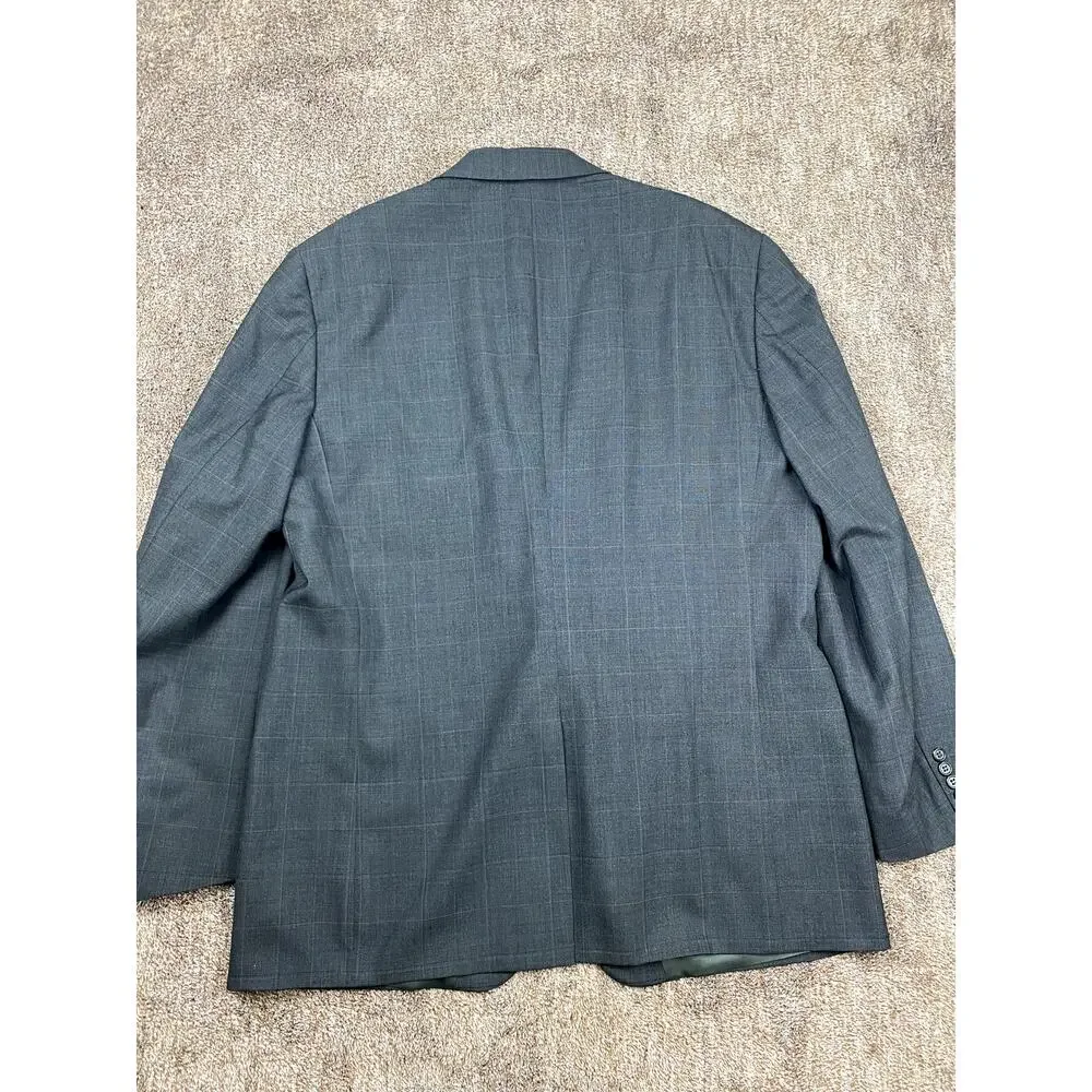 Palm Beach Mens Wool Suit Jacket Blazer Gray ~46L Woolmark Vintage Flawed